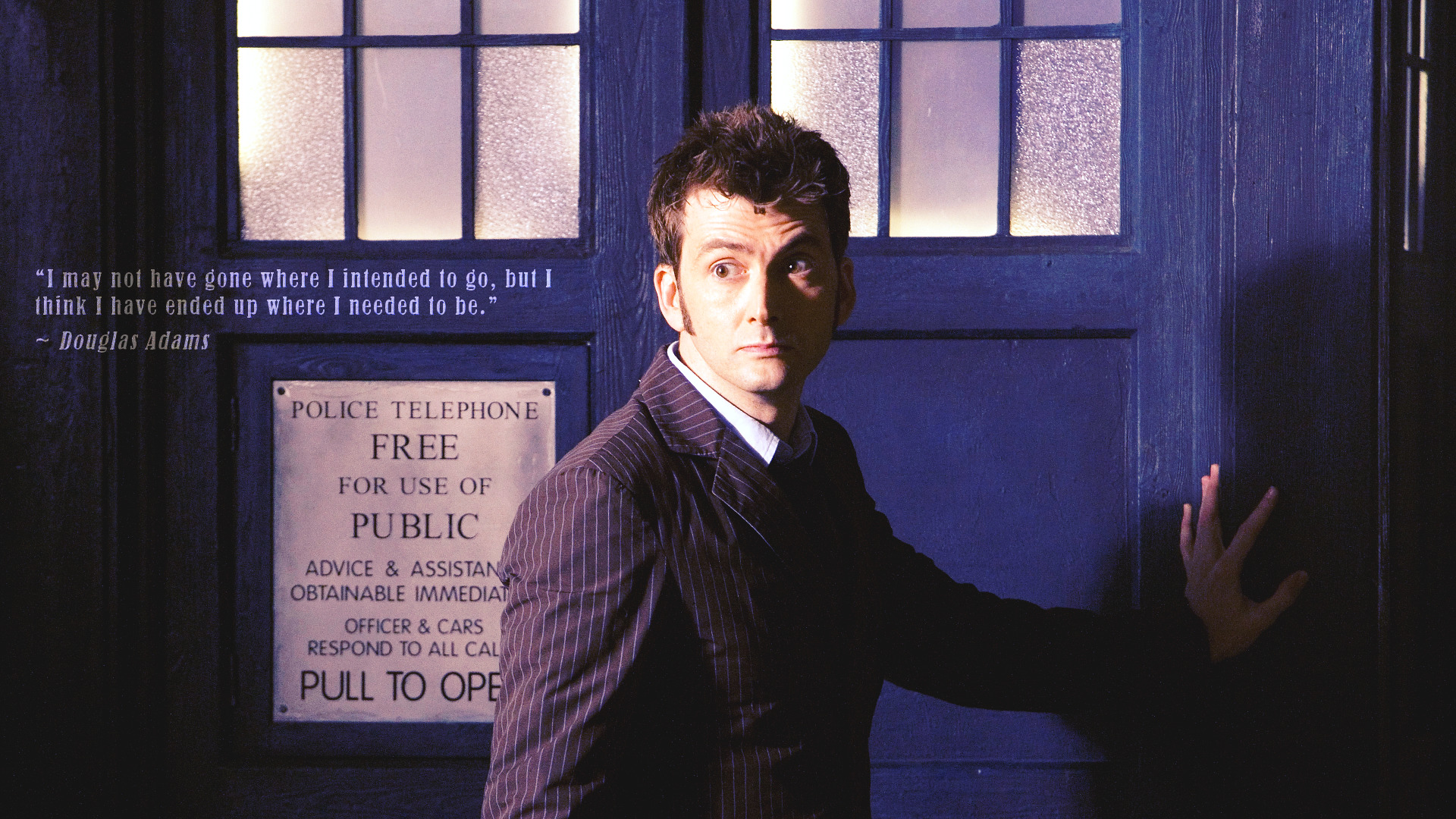 Doctor Who, The Doctor, TARDIS, David Tennant, Douglas Adams, Tenth Doctor Wallpaper