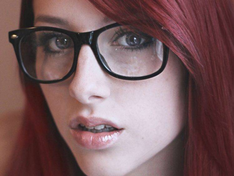 Sofia Wilhelmina, Glasses, Face, Closeup, Redhead, Women HD Wallpaper Desktop Background