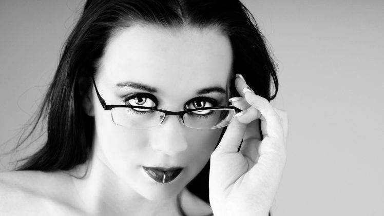 glasses, Monochrome, Brunette, Piercing, Women, Face, Mordsithcara HD Wallpaper Desktop Background