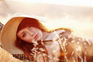 redhead, Lying On Back, Women, Face, Freckles, Natural Lighting