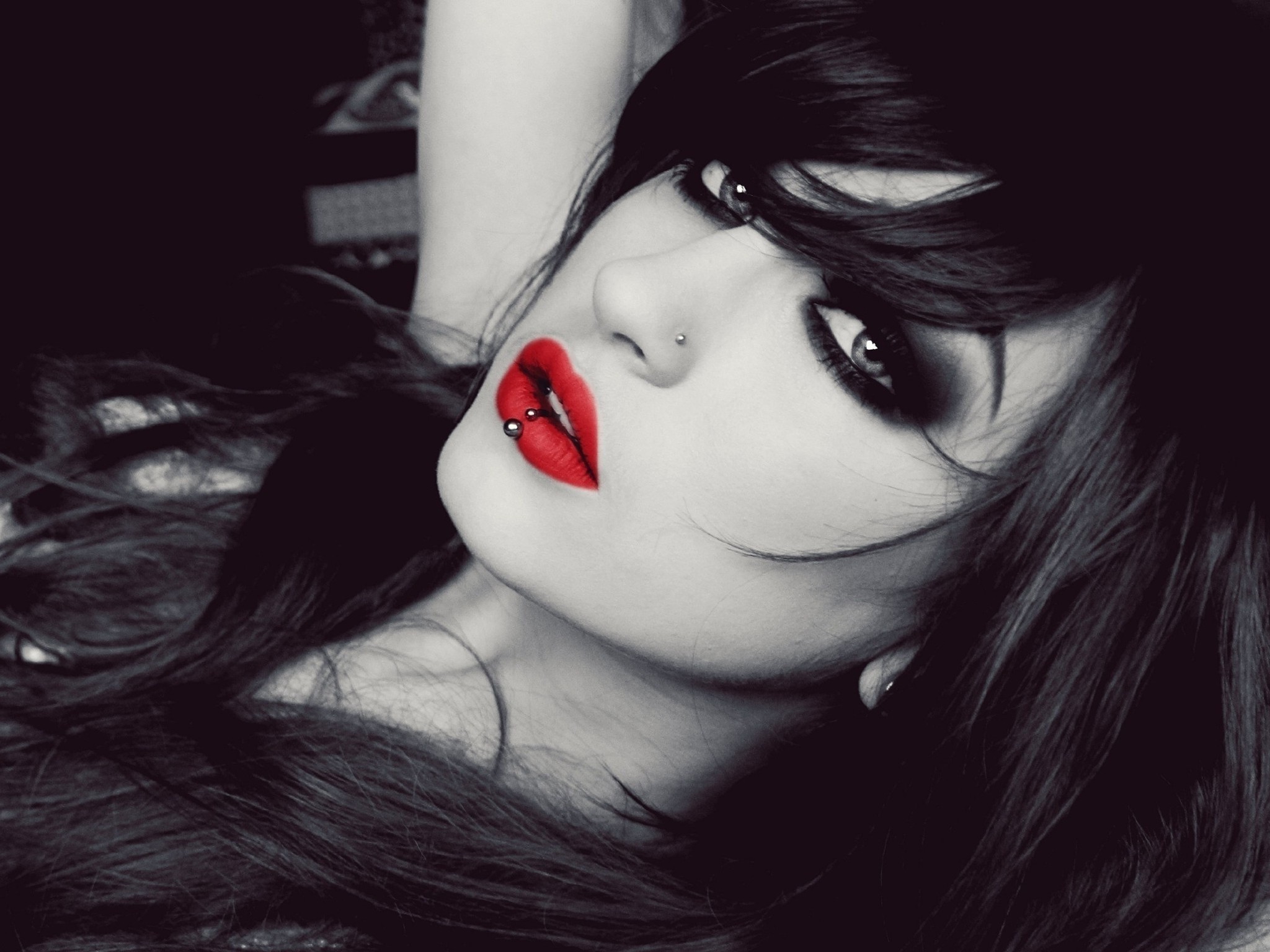 red Lipstick, Selective Coloring Wallpaper