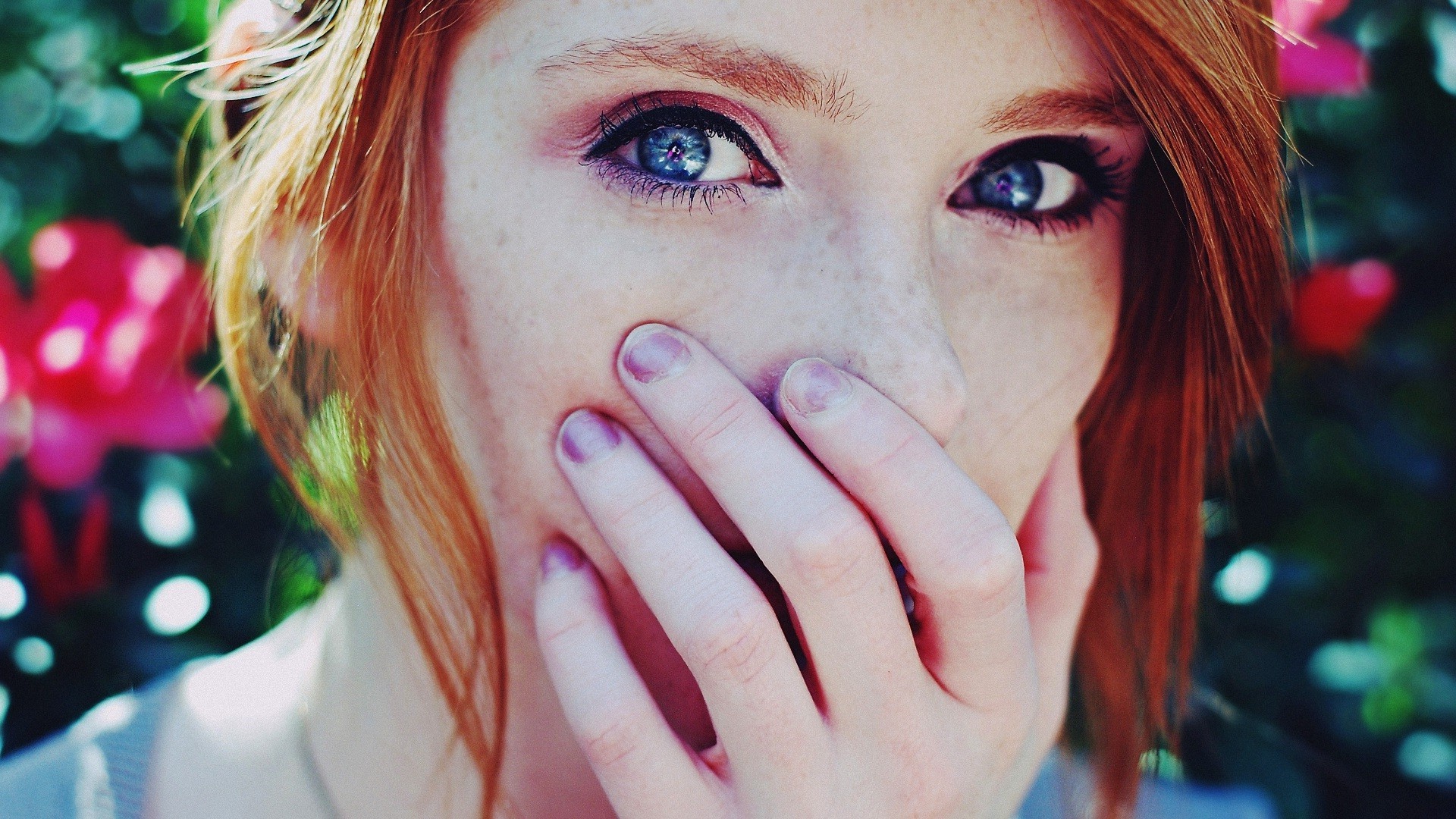 freckles women eyed Redhead blue and