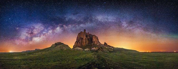 nature, Photography, Landscape, Milky Way, Starry Night, Rock, Lights, Galaxy, Long Exposure, New Mexico HD Wallpaper Desktop Background