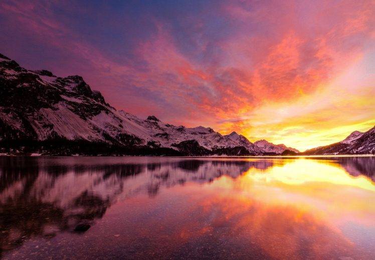 landscape, Mountains, Lake, Snow, Nature HD Wallpaper Desktop Background