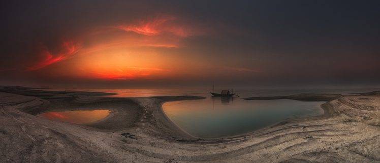 photography, Nature, River, Island, Boat, Morning, Sunlight, Sky, Sand, Calm, Bangladesh, Landscape HD Wallpaper Desktop Background