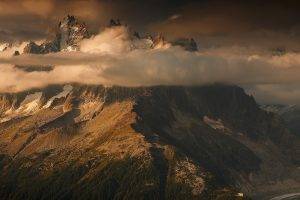 photography, Nature, Landscape, Mountains, Sunset, Clouds, Storm, Snow, Cliff, Alps, France