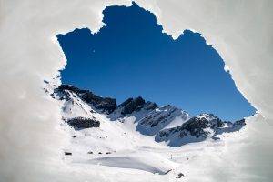 nature, Landscape, Mountains, Switzerland, Alps, Winter, Snow, Ice, Snowy Peak, Clear Sky, Valley