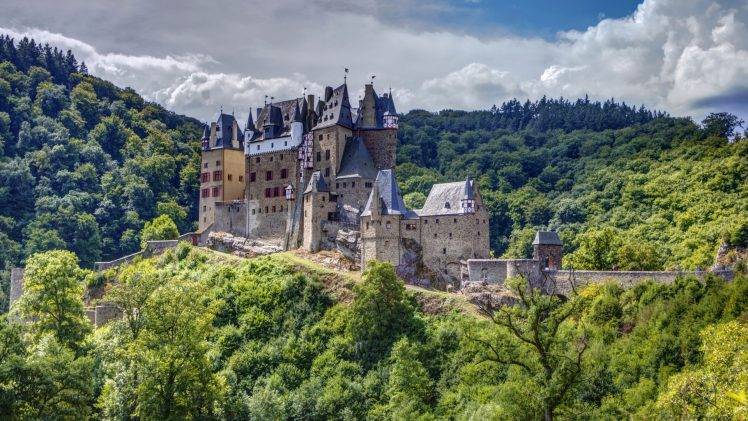 architecture, Castle, Ancient, Nature, Trees, Landscape, Clouds, Germany, Hills, Forest, Tower HD Wallpaper Desktop Background