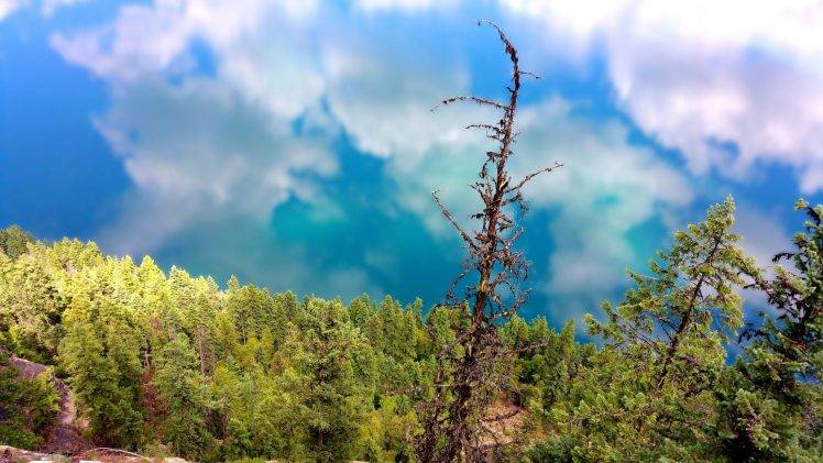 landscape, Lake, Trees, Sky, Clouds, Nature HD Wallpaper Desktop Background