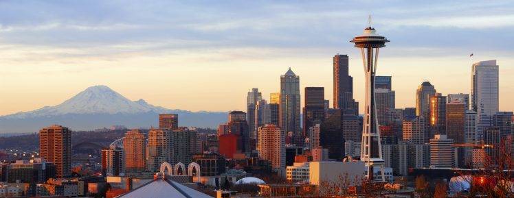 city, Landscape, Seattle, Mount Rainier HD Wallpaper Desktop Background