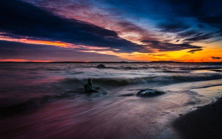 landscape, Sea, Nature, Water, Clouds, Sunset, Beach HD Wallpaper Desktop Background