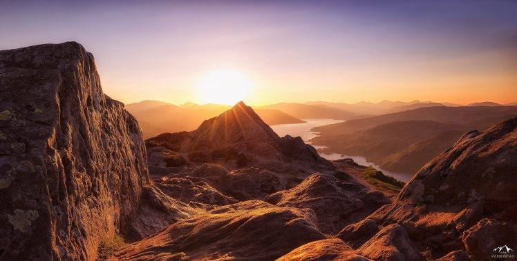 landscape, Mountains, Sun, Sunlight, Rocks HD Wallpaper Desktop Background
