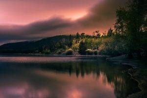 nature, Photography, Landscape, Lake, Morning, Sunlight, Hills, Forest, Camping, Clouds, Calm