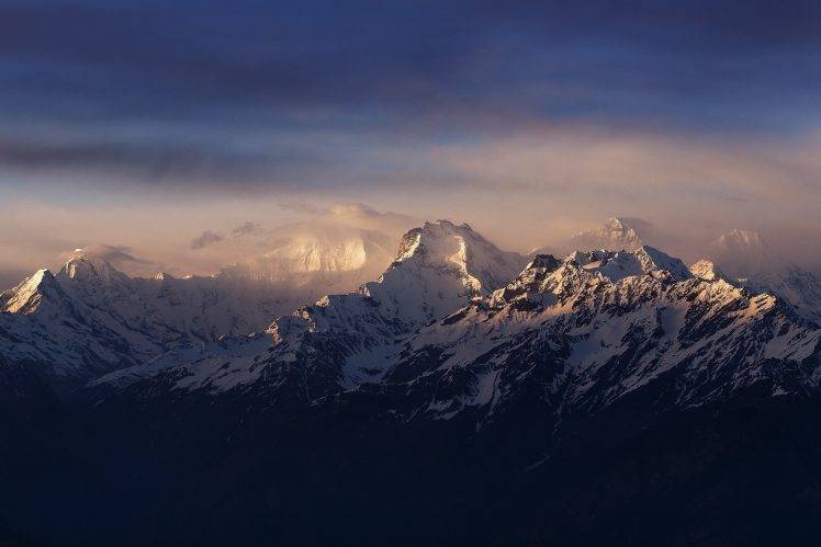landscape, Photography, Nature, Mountains, Mist, Snow, Morning, Sunlight, Himalayas, Nepal HD Wallpaper Desktop Background