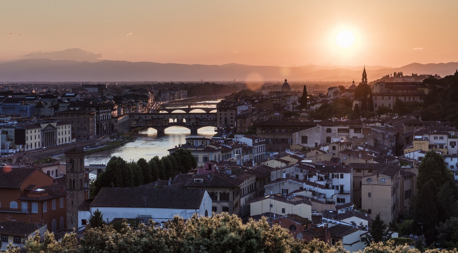 photography, Nature, Landscape, Cityscape, House, Bridge, Sunset, Aerial View Wallpaper