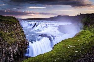photography, Nature, Landscape, Mountains, Lake, Water, Fall, Sky, Aerial View, Iceland, Gullfoss