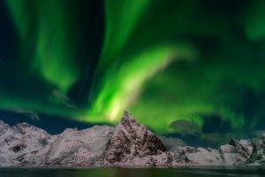 Arctic, Landscape, Green, Sky, Norway, Aurora Boreal