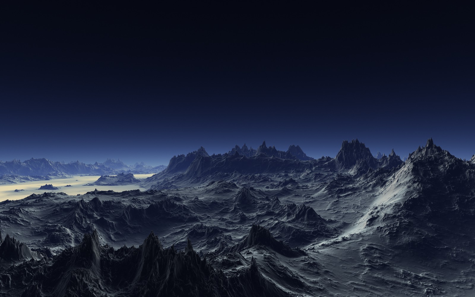 abstract, Landscape, Artwork, Mountains, Night Wallpaper