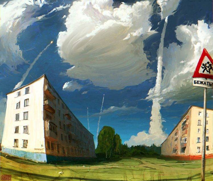 Russian, Landscape, Sky, Clouds, Missiles, Artwork, Sign, Apocalyptic HD Wallpaper Desktop Background
