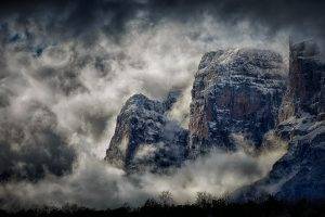 nature, Photography, Landscape, Mountains, Clouds, Mist, Snow, Cliff, Greece
