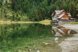 nature, Photography, Landscape, Cabin, Lake, Forest, Hills, Pine Trees, Italy