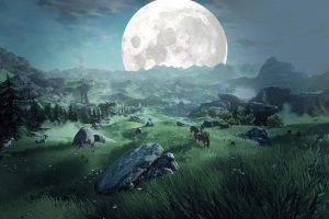 landscape, Green, Fantasy Art, Moon, The Legend Of Zelda