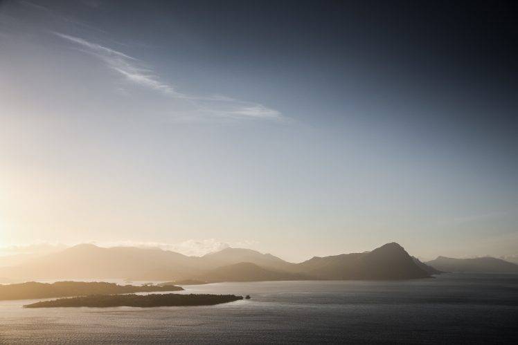 Lid, Clouds, Fjord, Mountains, Sea, Island, Landscape, Norway HD Wallpaper Desktop Background