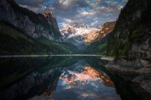 photography, Nature, Landscape, Mountains, Lake, Reflection, Snow, Clouds, Forest, Path, Alps, Austria