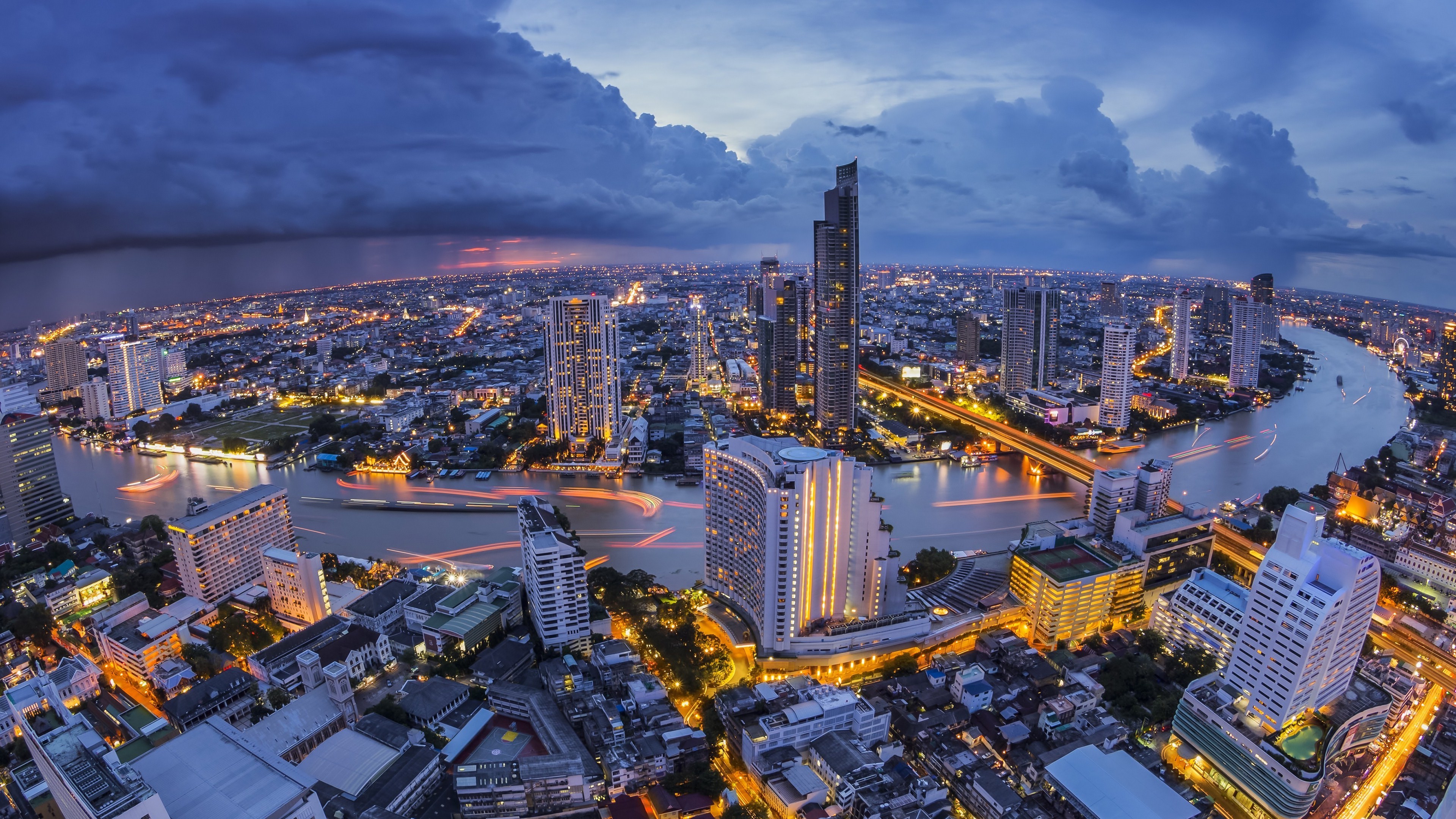 perspective, Thailand, Thai, Bangkok, City, River, Landscape, Sky, Building, Architecture, Clouds, Town Wallpaper