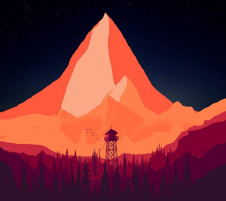 fire, Volcano, Tower, Minimalism, Landscape HD Wallpaper Desktop Background