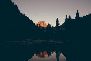 mountains, Lake, Trees, Landscape, Sunlight, Reflection