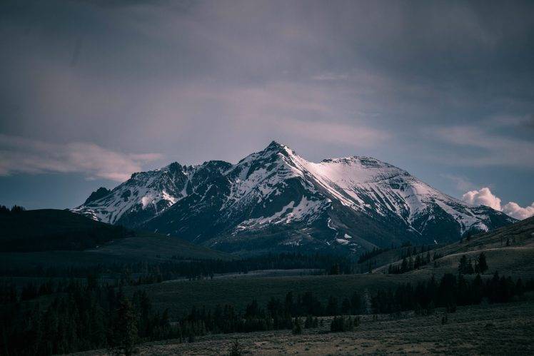 mountains, Trees, Landscape, Nature, Snow, Clouds HD Wallpaper Desktop Background