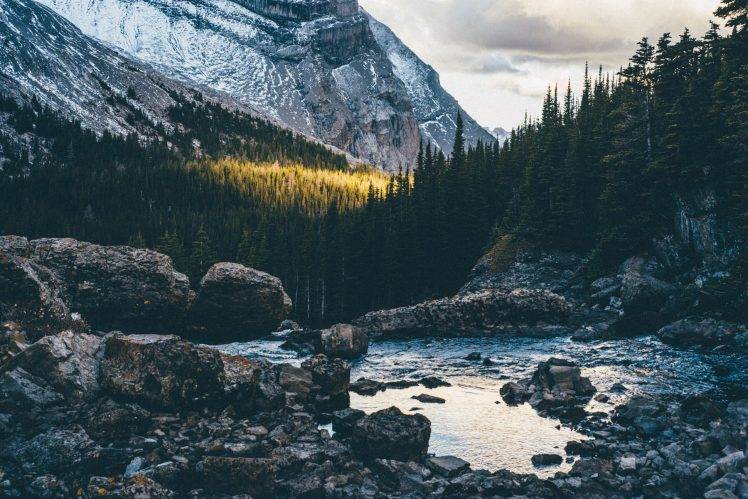 mountains, Nature, Forest, Water, Landscape, Rock HD Wallpaper Desktop Background