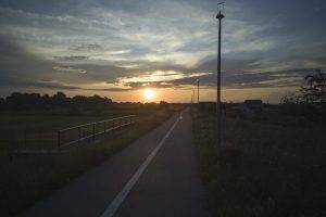 landscape, Sunset, Clouds, Road