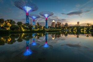 photography, Nature, Clouds, Landscape, Lake, Reflection, Architecture, Trees, City, Lights, Sky, Singapore
