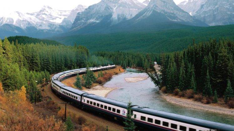 train, Mountains, Forest, River, Landscape HD Wallpaper Desktop Background