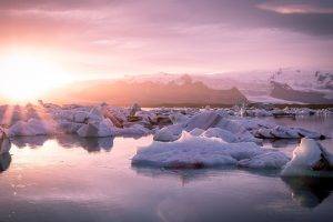 glaciers, Lagoon, Iceland, Sun, Nature, Landscape,  Jokulsarlon