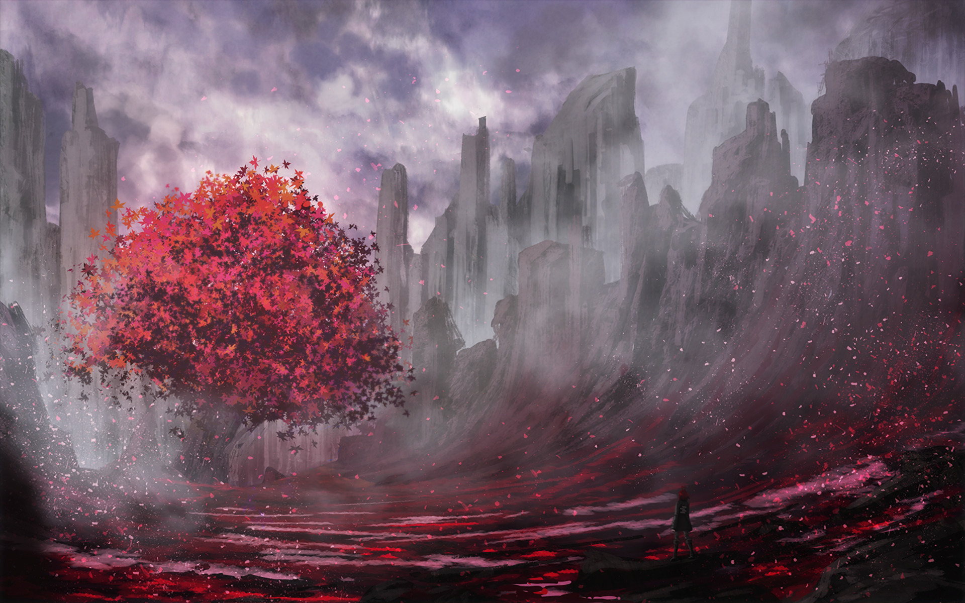 trees, Red, Fantasy Art, Landscape Wallpapers HD / Desktop and Mobile ...