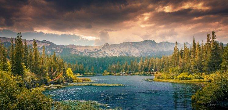 nature, Landscape, Lake, Forest, Mountains, Clouds, Far View HD Wallpaper Desktop Background