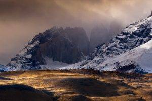 Golden Hour, Winter, Snow, Mountains, Landscape