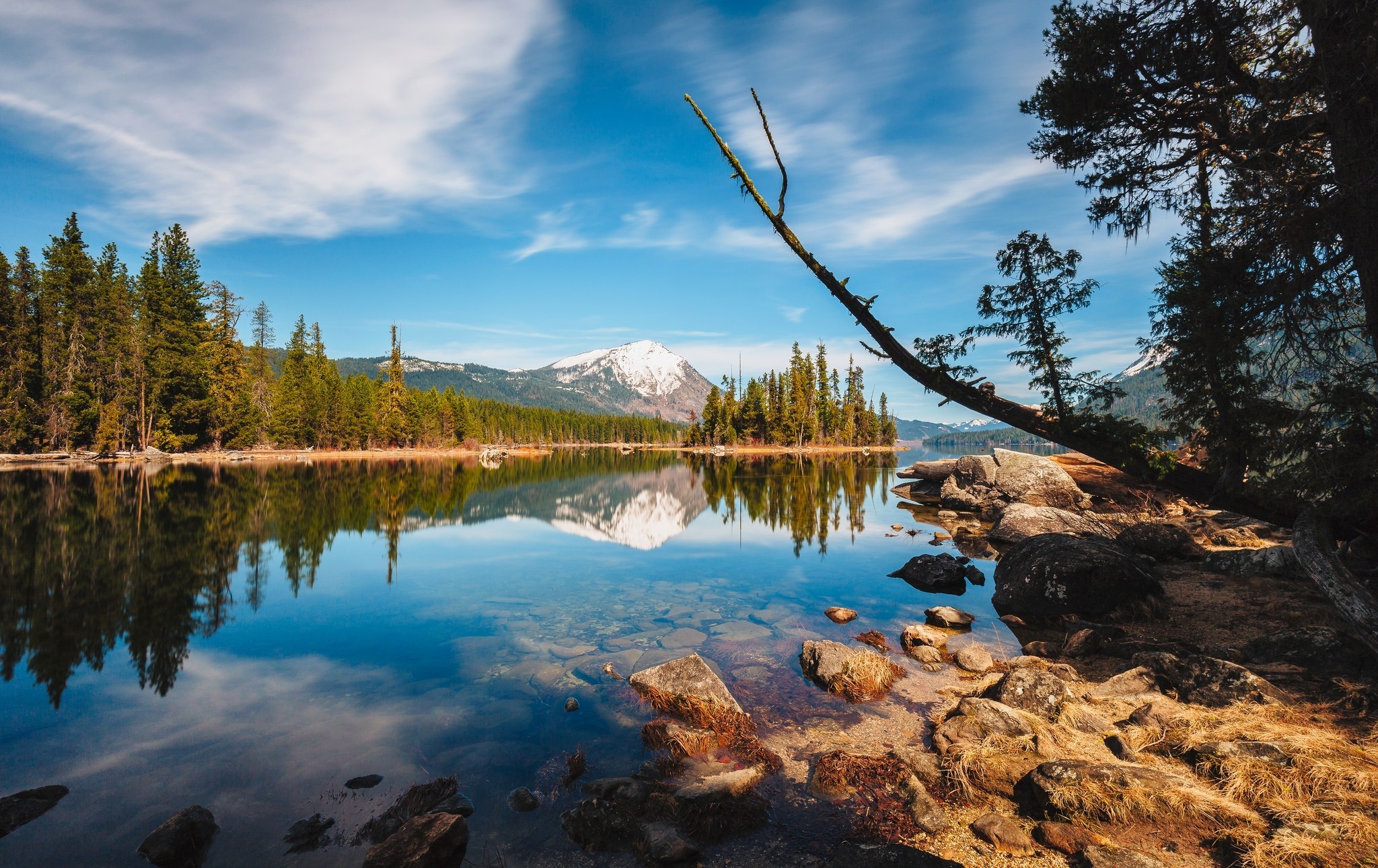 photography, Nature, Landscape, Lake, Snowy Peak, Forest, Reflection, Calm, Washington State Wallpaper