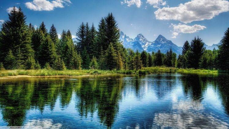 nature, Landscape, Trees, Mountains, Reflection HD Wallpaper Desktop Background