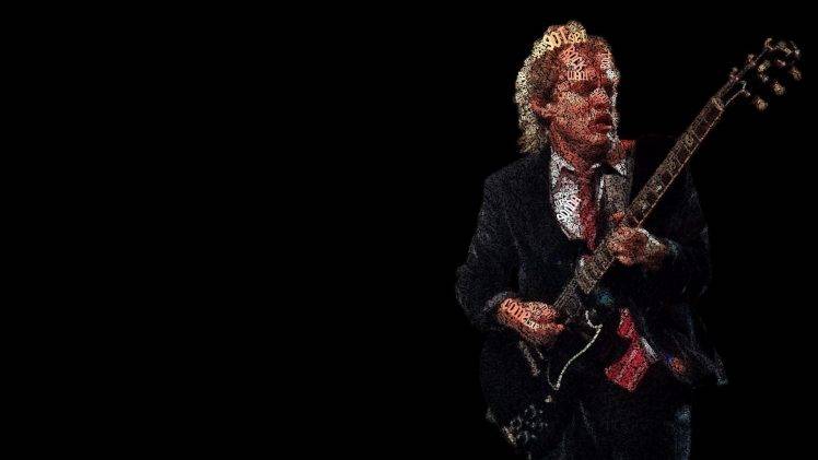 AC DC, Angus Young, Typographic Portraits HD Wallpaper Desktop Background