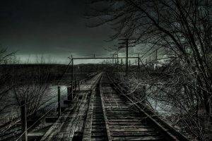 railway, Fence, Power Lines