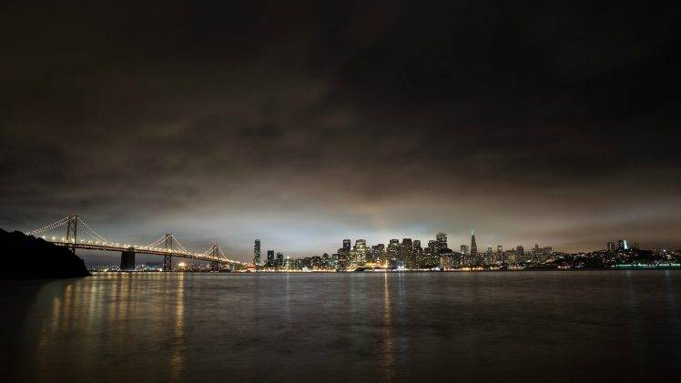 clouds, Skyscraper, Bridge, San Francisco, Oakland Bay Bridge, USA HD Wallpaper Desktop Background