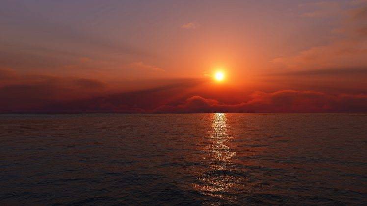 sea, Sunset HD Wallpaper Desktop Background