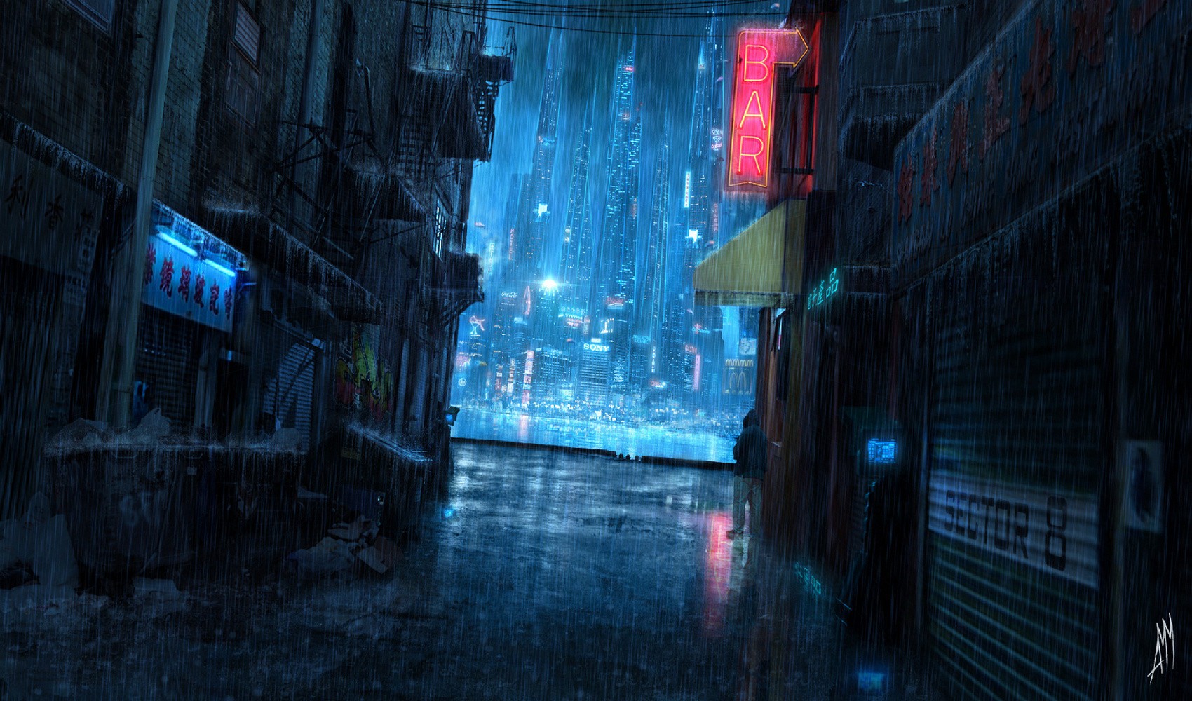 rain, Night Wallpaper