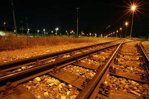 railway, Lights, Night
