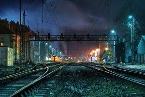 HDR, Photography, Lights, Train, Train Station, Night