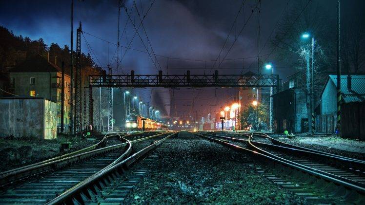 HDR, Photography, Lights, Train, Train Station, Night HD Wallpaper Desktop Background